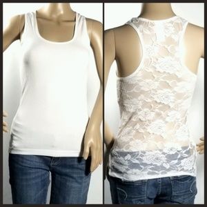 White Lace Racer Back Tank Top